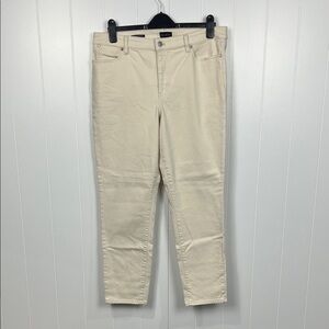 Talbots Womens Slim Ankle Pant 14 Cream/Off-White Zip/Button Fly Pockets EUC